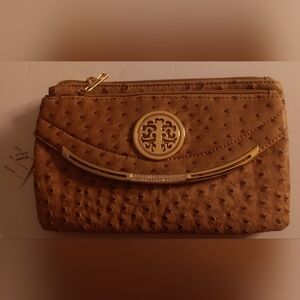 Women's Ostrich Crossbody/Wristlet Bag, Apricot